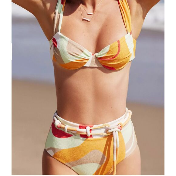 NWT Anthropologie Revel Rey Spencer Cream Yellow Orange 2 Piece Bikini Size M - Picture 5 of 15